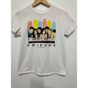 Friends The Television Series Graphic T-Shirt White Love Tribe XS Cast Photo